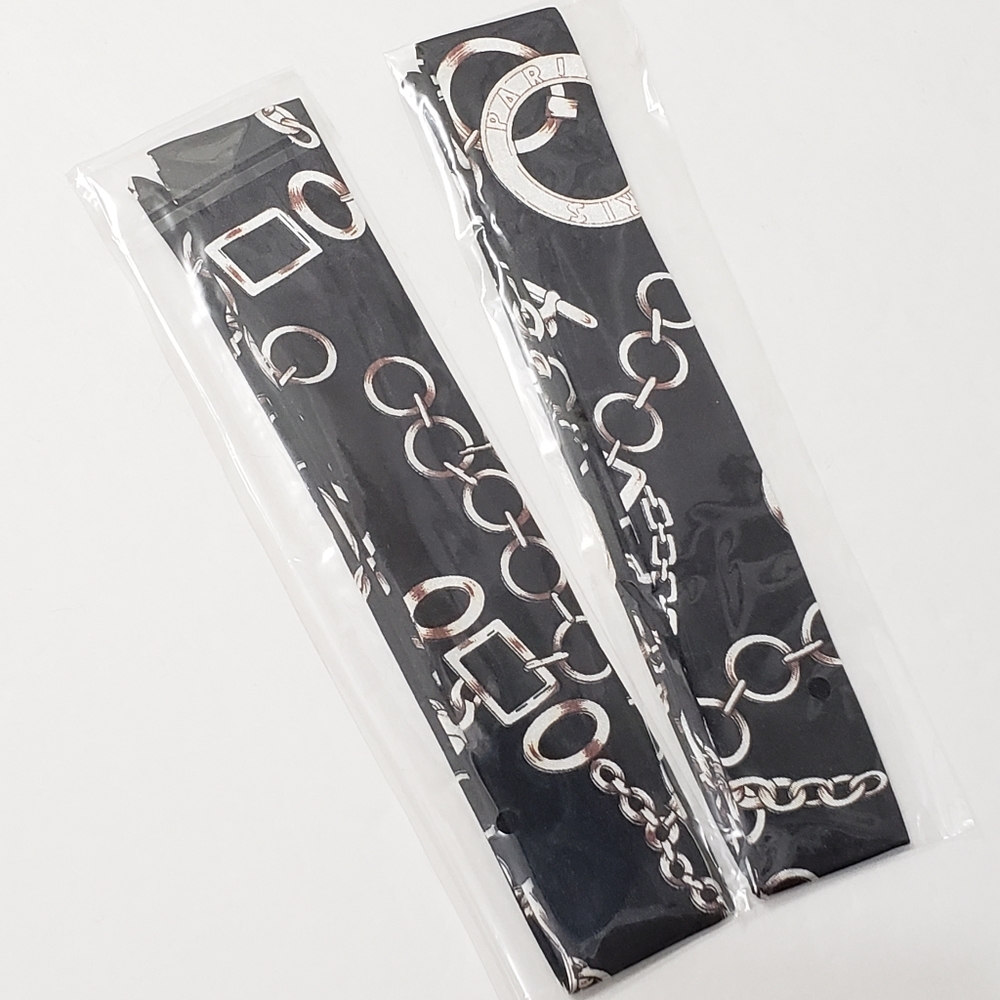 ⤵️⤵️2pc Black Interlock Design Satin Scarves